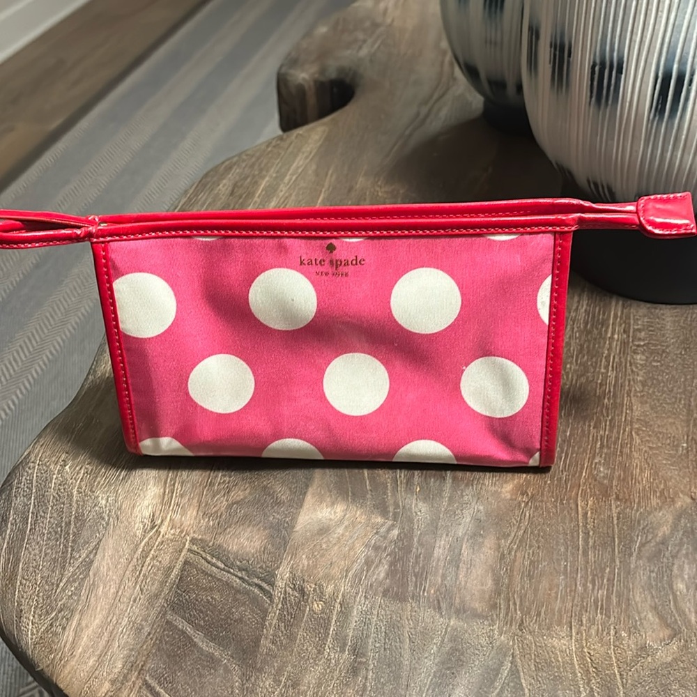 Kate Spade Pink Polka Dot Cosmetic Bag